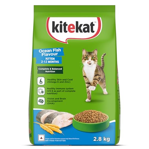 Image of Kitekat Kitten (2-12 Months) Dry Cat Food, Ocean Fish Flavour, 2.8 kg, Complete and Balanced Nutrition for Kittens