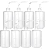 Lainballow 8Pcs 500ml/16oz Plastic Wash Bottles, Squeeze Tattoo Wash Bottles, Safety Lab Squeeze Bottle, Squirt Bottle with Narrow Mouth for Chemistry Industry Lab Tattoo Washing Watering(White)