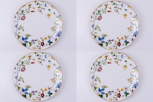 Image of GOLDEN QUEEN'S Handcrafted Dinner Plates: Set of 2 | Perfect for Hosting and Daily Meals | Microwave Safe Plates | 11 inch | Serves 2 - Summer Florals Dinner Plates