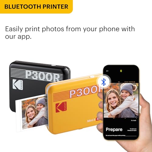 Image of KODAK Mini 3 Retro 4PASS Portable Photo Printer (3x3 inches) + 8 Sheets, White