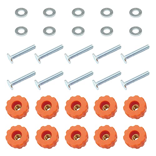 O'skool T-Track Knob Kit With Threaded Through 1/4-20 Knobs, T-Bolts And Washers For Woodworking Jigs And Fixtures – 10 Pack #TOP13