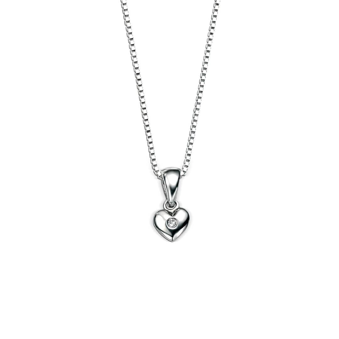 D for Diamonds Children's 925 Sterling Silver Diamond Heart Pendant Necklace Length 35cm