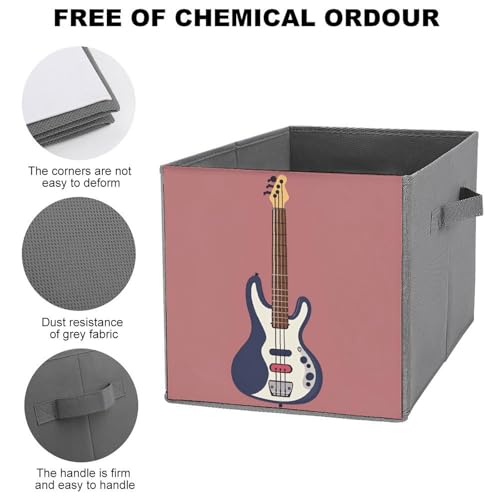 Bacs de rangement pliables cube musique avec poignées cuir pour vêtements - 4