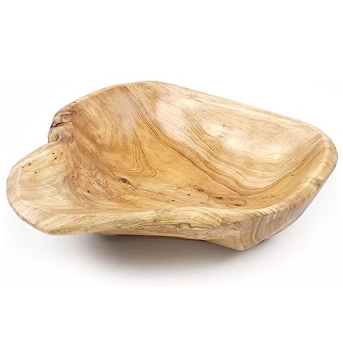 Yuemsh Wooden Fruit Salad Serving Bowl Hand-Carved Root Bowls Living Room Real Wood Candy Bowl 15-19cm, Wood Color - Image 2