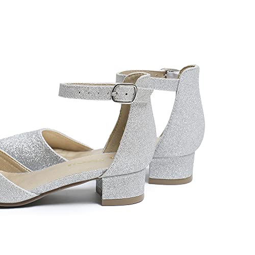 Image of Amoji Girls High Heels Kid Ankle Strap Dress Shoes Wedding Party for Little Kid Big Kid 412