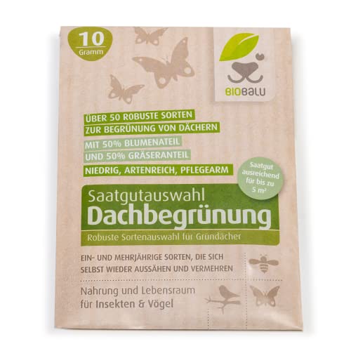 Biobalu Dachbegrünung 10 g - Mix 50 verschiedenen Blumen & Gräsersorten -...