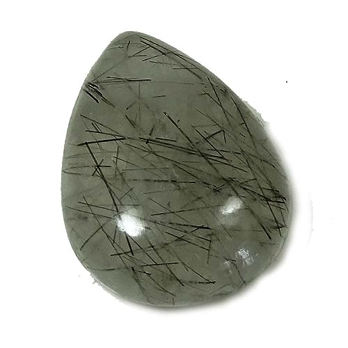 Rutile noire naturelle en cabochon poire de 20,40 carats pour création de bijou unique