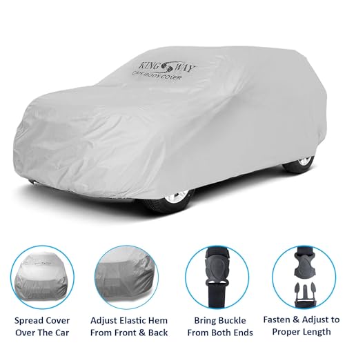 Image of KINGSWAY ATTO 3 Car Body Cover Dustproof for (Year 2022 Onwards) All Model, Compatible with BYD ATTO 3 Car Cover, Comes with Bird Droppings, Scratch, UV and Paint Protection, Silver Matty