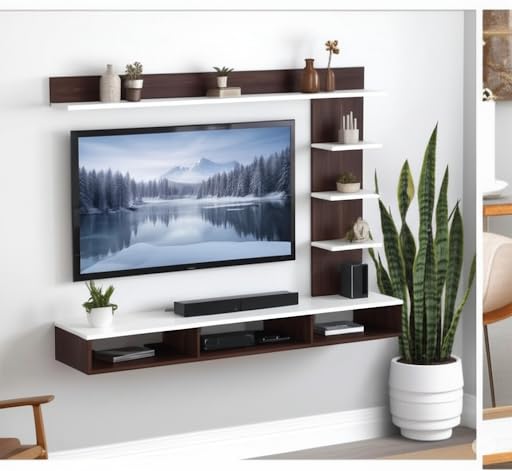 Image of Bros Moon 48 inch MDF C Shaped Wall Mounted TV,Suitable for Upto 48 inches Smart (Cabinet 2 Wenge White)