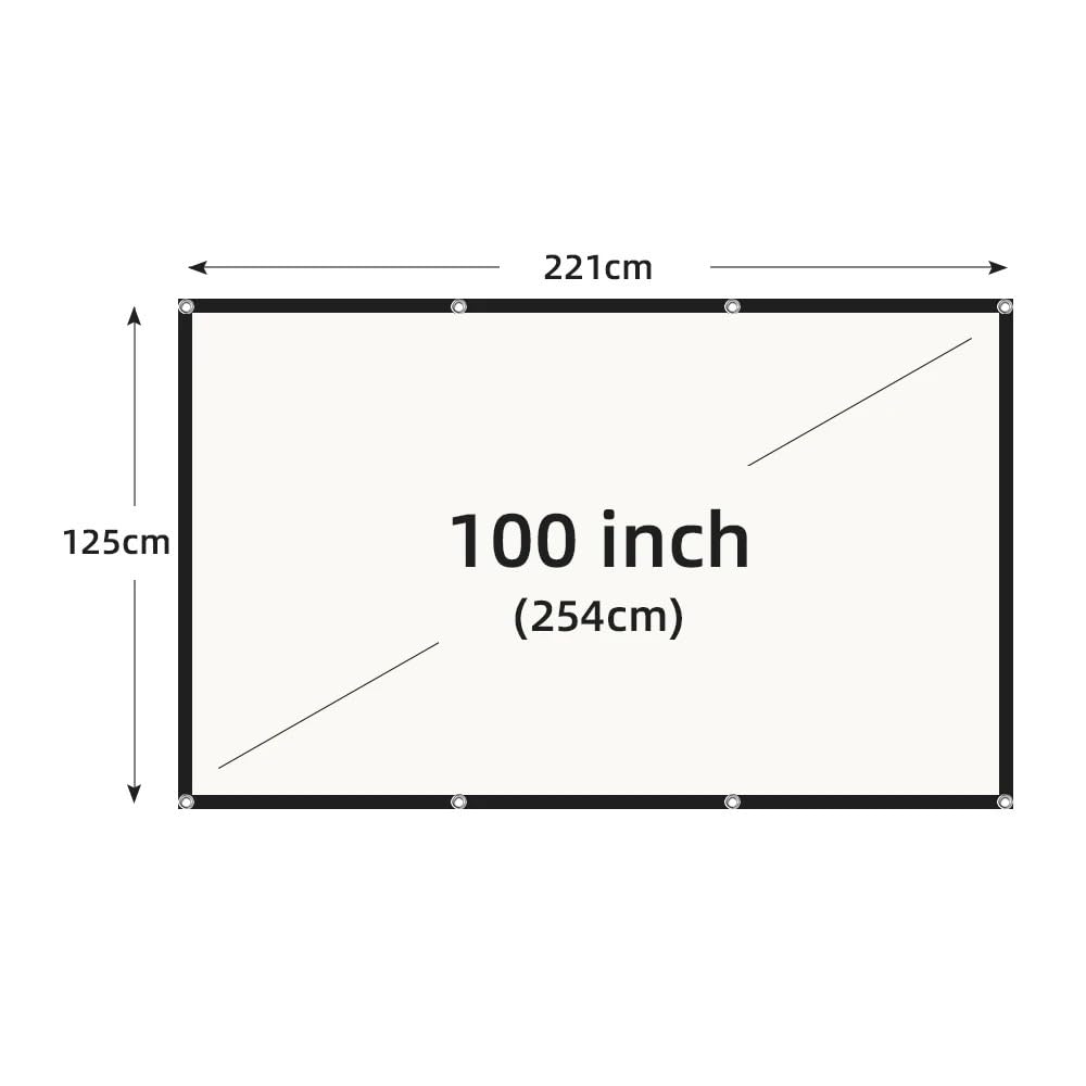 Ekran projekcyjny, Ekran projekcyjny Biała kratka Anty-światło 160° Kąt widzenia Czarna ramka Metalowy haczyk(100 inch)