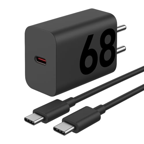 Image of Motorola 68W TurboPower Type-C Charger Combo with Cable | Compatible with Motorola Ebge 40, Edge 40 Neo, Edge 30 Ultra, G84, Moto G73, Moto G54 & More | Includes 2-Year Extended Warranty
