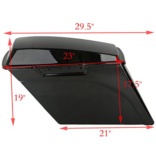 Xfmt Motorcycle 5" Stretched Hard Saddlebags Extended Saddle Bags For Harley Touring Road King Street Glide Road Glide Electra Glide 1993-2013 (Vivid Black) #TOP2