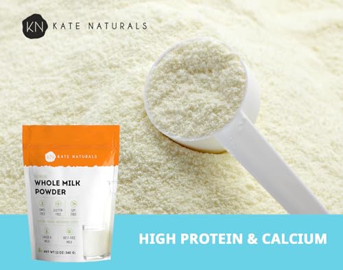 Kate Naturals Dry Whole Milk Powder For Baking And Coffee (12Oz) Dried Powdered Milk For Adults. Rbst-Free. Substitute For Liquid Milk. Milk Whole Powder For Milkshakes. Made In Usa. thumb #3