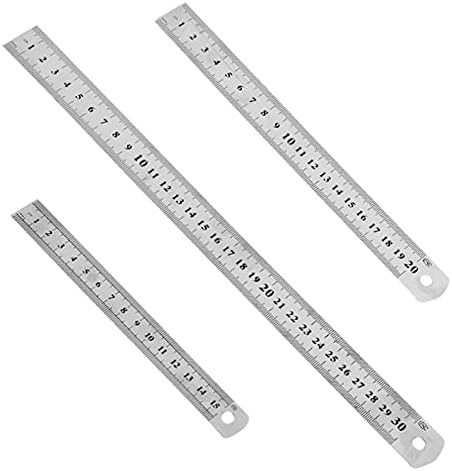 Set of 3 Metal Rulers 12",8", 6" Stainless Steel Metric Imperial Dual Marking Rulers