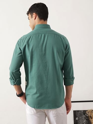 Image of Thomas Scott Men's Cricket Club Collection Classic Regular Fit Twill Shirt | 100% Cotton Long Sleeve Solid Shirt with Button Down Collar (Available in Plus Size)