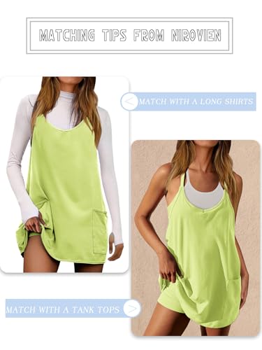 Image of Nirovien Womens Tennis Dress Workout Mini Dress with Shorts Sleeveless Spaghetti Straps Golf Athletic Dresses