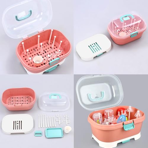 Image of Baby Bucket 2 in 1 Bottle Drying Rack with Storage Box-(Green)