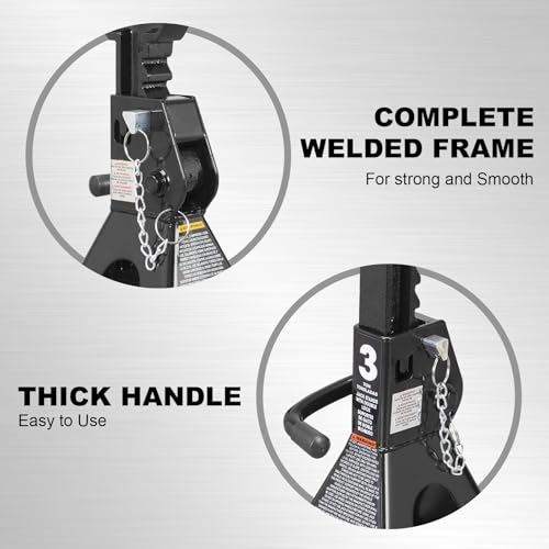 Image of Torin 3 Ton (6,000 LBs) Capacity Double Locking Steel Jack Stands, 2 Pack, Black, AT43002AB