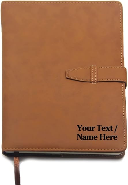 EDSG Personalised PU Leather Notebook | A5 Size Journal Diary Lether Bound Notebook Diary Business | Custom Gift for School Leaving Graduation Teachers | Hand Finished in UK (Marron)