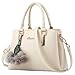 Rullar Donna Multifunzione Borsa a Spalla in Pelle PU Borsa a Tracolla Mano Borse Tote con ornamenti di peluche Borsetta Shoulder Bag Beige