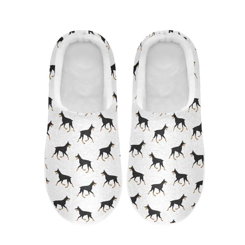 Doberman Dog Slippers for Women and Men Fuzzy House Slippers Cozy Shoes
