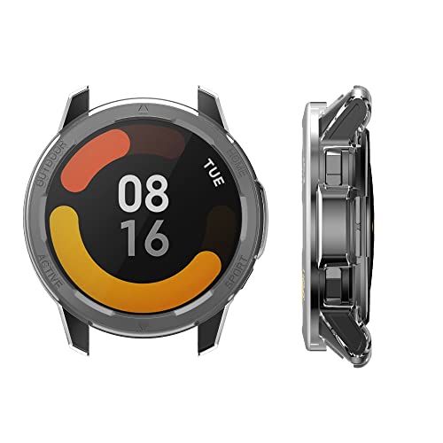 kwmobile Frame Cover Compatible with Xiaomi Watch S1 Active Cover (2-Pack) - Clear Silicone Case - Transparent - Image 3
