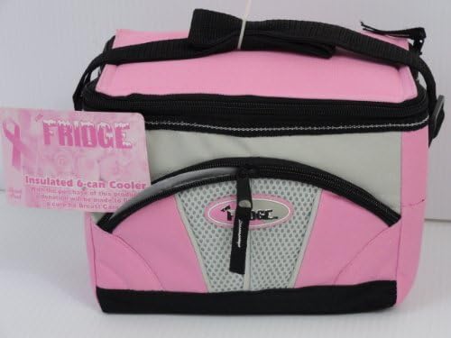 LIFOAM Insulated 6-Can Cooler - 1 Piece - The Fridge - Breast Cancer Ribbon - Pink