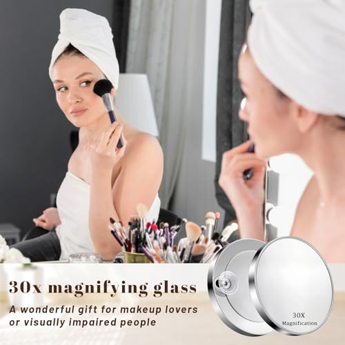 VelvetGlow Espejo Aumento 30x con Ventosa Y Pinzas, Espejo Cosmético De Alta Precisión para Maquillaje Y Depilación De Cejas - imagen 6