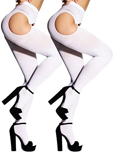Image of SUREPOCH Suspender Tights for Women Plus Size Garter Belt White Control Top Pantyhose
