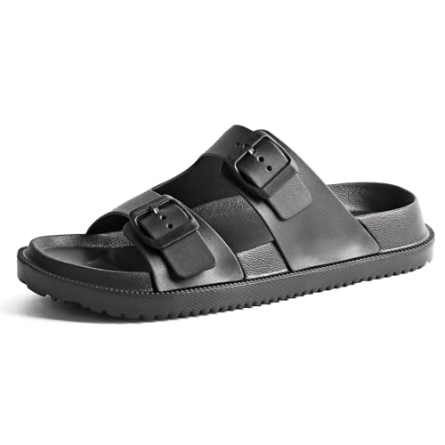 Image of Arch Support Footbed Sandals for Women & Men, Adjustable Double Buckle Comfort Sandals, Cork-Style Cushioned Sole, Casual Walking Slides for Everyday Wear