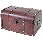HMF Wooden treasure chest, large treasure box with vintage metal clasp for children’s birthday, wedding or anniversary | 35 x 25 x 20 cm | Portugal