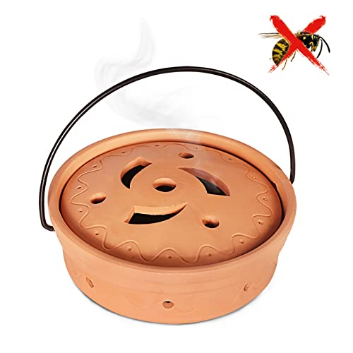 QCYFJZFU Räuchergefäß zum Anti Wespen, Terrakotta Töpfe zum Wespen Abwehr durch Kaffeegeruch, Feuerfeste Schale für Mückenschutz/Wespen Vertreiben (15.5 x 5.2cm)