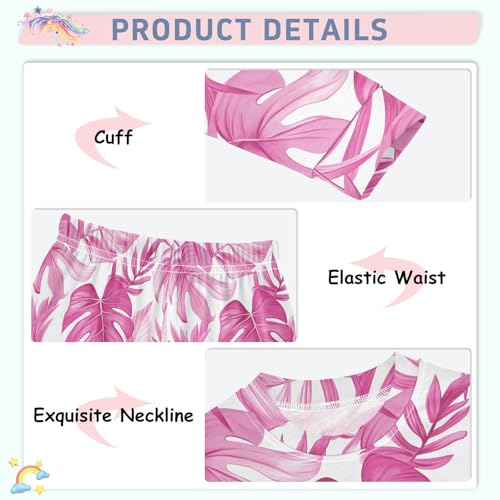 ALAZA Tropical Red Palm Tree Leaf 2 Piece Pajama Set Long Sleeve Top and Pants Sleepwear Unisex4