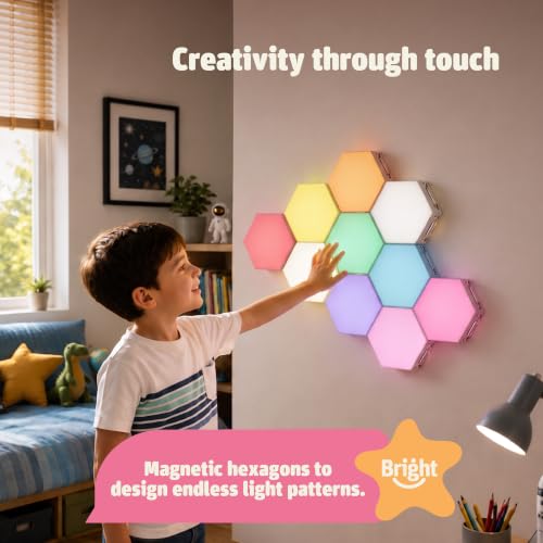 Image of Bright Autism Tap-Tap Touch Sensory Lights, Dimmable 10-Piece Set for Kids