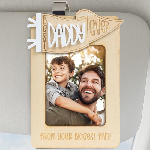 Gifts For Dad Visor Clip Picture Frame, Car Valentine, Christmas Gifts For Husband, Photo Car Visor Clip Fathers Day Drive Safe Daddy From Kids, Best Dad Ever Gift For Dad From Daughter (With Clip)