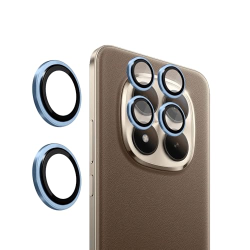 Image of Amazon Brand - Solimo Camera Glass Lens Protector Ring for Redmi Note 15 Pro Plus 5G Case Friendly with Edge to Edge Coverage and Easy Installation (Blue)
