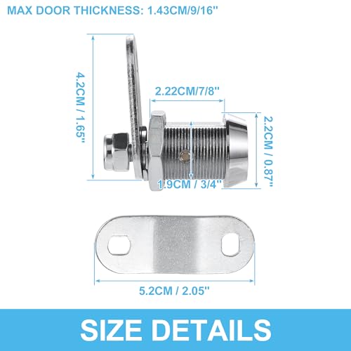 Image of X AUTOHAUX 8 Set Chrome Finish Cam Lock RV Storage Locks Keyed Alike 7 /8 inch Cylinder Fits on 9 /16 inch Max Door Thickness with 16 Keys for RV Compartment Camper