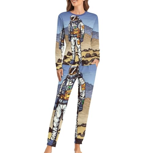 Pyjama femme Cosmonaute ensemble t-shirt manches longues et pantalon homewear
