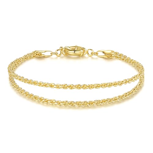 Gold Bracelets For Women 14K Gold Bracelet For Women Layered Bracelet For Womens Beauty In Simplicity Understated Handmade Rope Bracelets For Womens 6.7/7.5/8.3 Inches