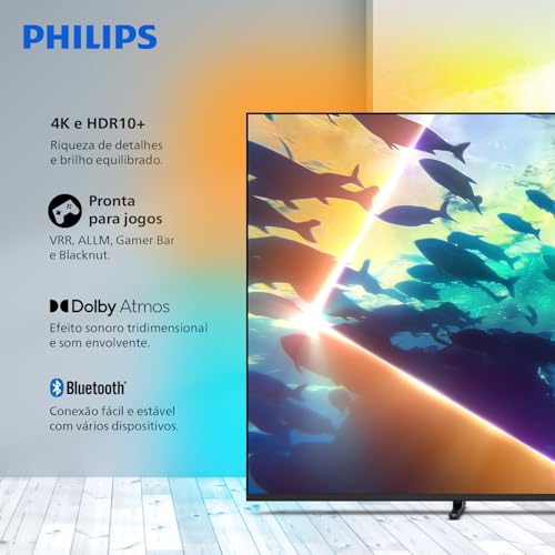 PHILIPS, Smart TV Ambilight 75″ 4K, 75PUG8100/78, Comando de Voz, HDR10+/Dolby Atmos, VRR/ALLM, Bluetooth