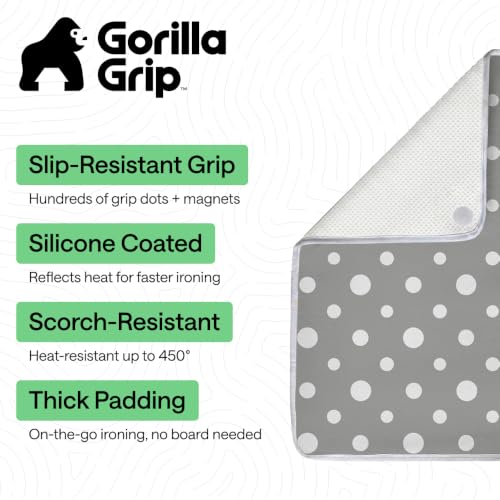 Image of Gorilla Grip Premium Ironing Pad, Magnetic Laundry Pad, 28 x 24 Inch, Heat and Scorch Resistant, Iron Board Mat for Table Top, Washer, Dryer, Durable Pads Great for Travel, Dots