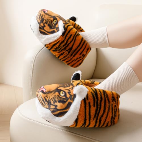 Image of Fluffy Hippo & Elephant Slippers - Oversized Warm House Slippers for Adults | Non-Slip Soft-Sole Indoor Slippers