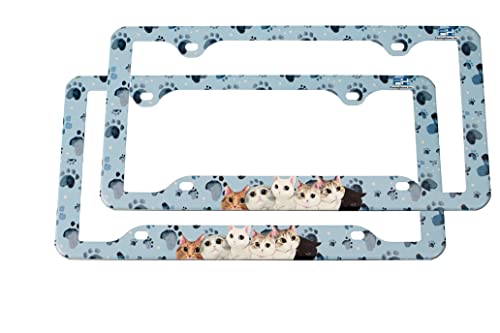 Fantashome 2 Pcs Stainless Metal Car License Plate Frame Cover, Us Standard Size (Cat) #TOP15