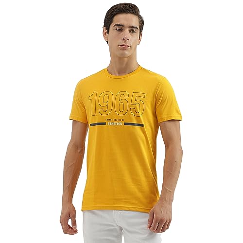 Image of UNITED COLORS OF BENETTON Men's Solid Regular Fit T-Shirt