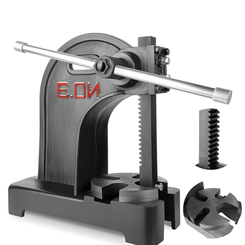 3 Ton Manual Arbor Press, Heavy-Duty Cast Iron Construction, 12 In Max Height, Lightweight & Portable Hand Press Tool for Stamping, Bending, Forming in Factory, Workshop, Construction Site