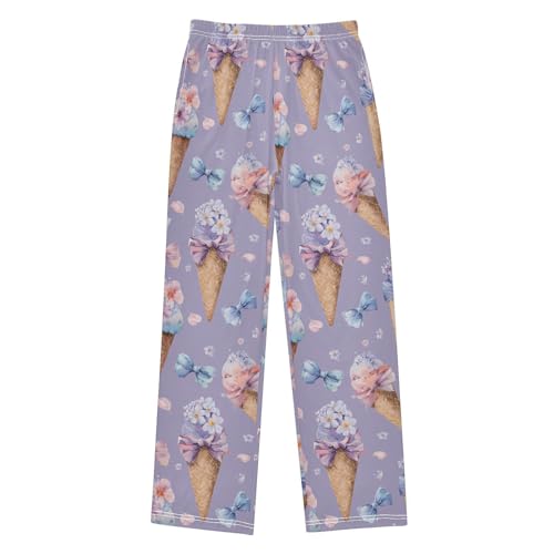 ALAZA Ice Cream Bow Flower Pajama Lounge Pants Long Sleep Pajama Bottoms with Pockets