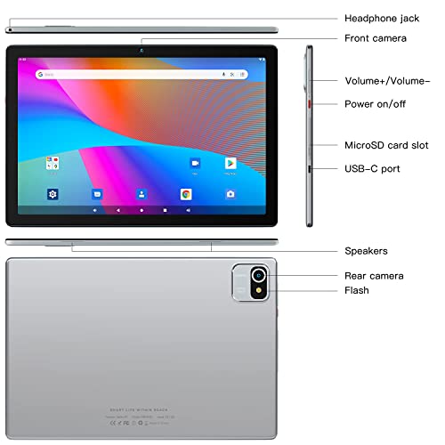 Moderness Tablet 10.1 Inch Android 10 32Gb 6000Mah Battery Quad Core Hd Touchscreen Tablets Silver #TOP6