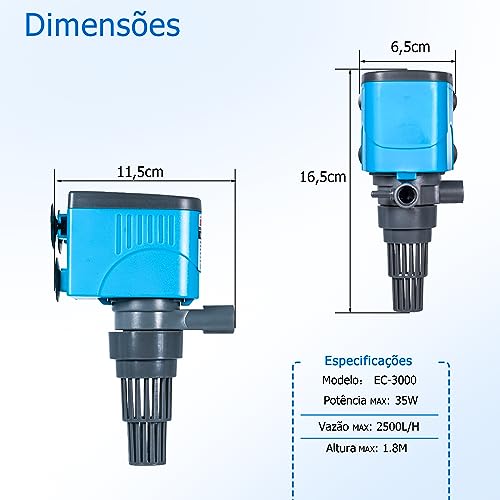 EC-3000 - BOMBA SUBMERSA COM VAZÃO DE 2500L/H - 220V