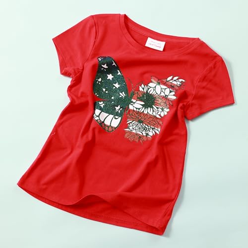 Image of 4th of July Shirts for Girls Patriotic American Flag Kids Clothing