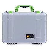 New Pelican Silver & Lime Green 1500 case. with Foam.